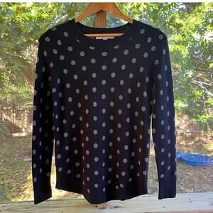 Loft Women's Black And Grey Polka Dot Crew Neck Sweater Size S. NEW
